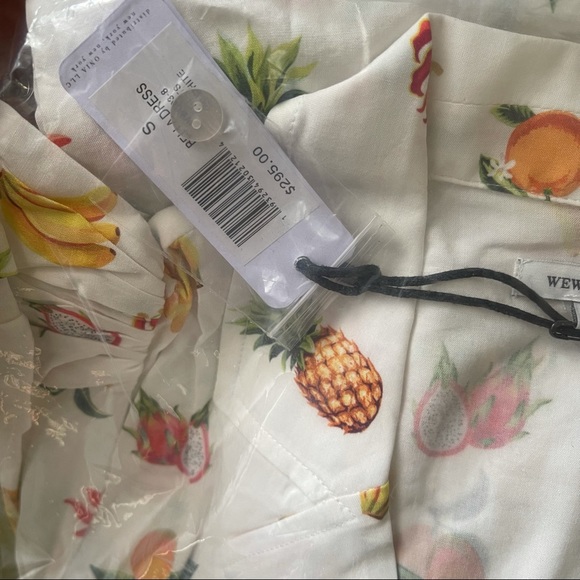 NWT WeWoreWhat RARE Bella white fruit dress small - Picture 2 of 8